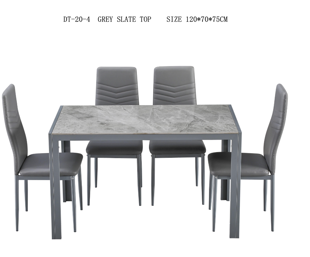 DT20-4  GREY TAPA DE PIZARRA y SILLAS EN V